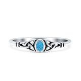 Weave Trinity Celtic Oval Thumb Ring Statement Fashion Lab Created Blue Opal 925 Sterling Silver