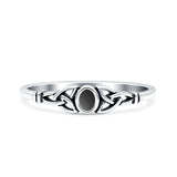 Weave Trinity Celtic Oval Thumb Ring Statement Fashion Simulated Black Agate 925 Sterling Silver