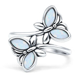 Butterfly Ring Lab Created White Opal 925 Sterling Silver Wholesale