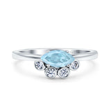 Marquise Art Deco Wedding Engagement Ring Simulated Aquamarine CZ 925 Sterling Silver