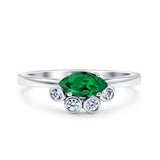 Marquise Art Deco Wedding Engagement Ring Simulated Green Emerald CZ 925 Sterling Silver