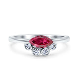 Marquise Art Deco Wedding Engagement Ring Simulated Ruby CZ 925 Sterling Silver