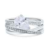 Weave Teardrop Pear Twist Infinity Shank Wedding Bridal Piece Ring Simulated Cubic Zirconia 925 Sterling Silver