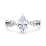 Marquise Art Deco Infinity Wedding Engagement Ring Simulated Cubic Zirconia 925 Sterling Silver