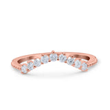 14K Rose Gold 0.31ct Round Midi Curved Art Deco 4.5mm G SI Half Eternity Diamond Band Engagement Wedding Ring Size 6.5