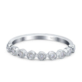 14K White Gold 0.20ct Round 3mm G SI Half Eternity Diamond Bands Engagement Wedding Ring Size 6.5