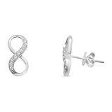 Solid 14K White Gold 8mm Infinity Round Diamond Stud Earrings Wholesale