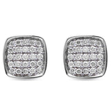 Solid 14K White Gold 8mm Round Diamond Square Hip Hop Stud Earrings Wholesale