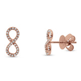 14kt Solid Rose Gold Infinity Sign Stud Diamond Earrings Wholesale