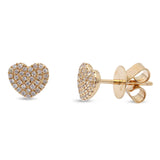 14kt Solid Yellow Gold 6mm Heart Shape Diamond Stud Earrings Wholesale