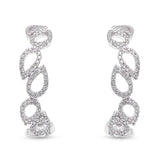 Solid 14K White Gold 25mm Half Hoop Huggie Stud Style Teardrop Pear Round Diamond Earrings Wholesale