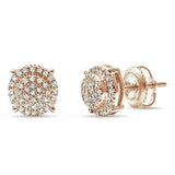 14kt Solid Rose Gold Round Diamond Cluster Stud Earrings Wholesale