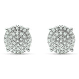 Solid 14K White Gold 7.5mm Round Diamond Cluster Stud Earrings Wholesale