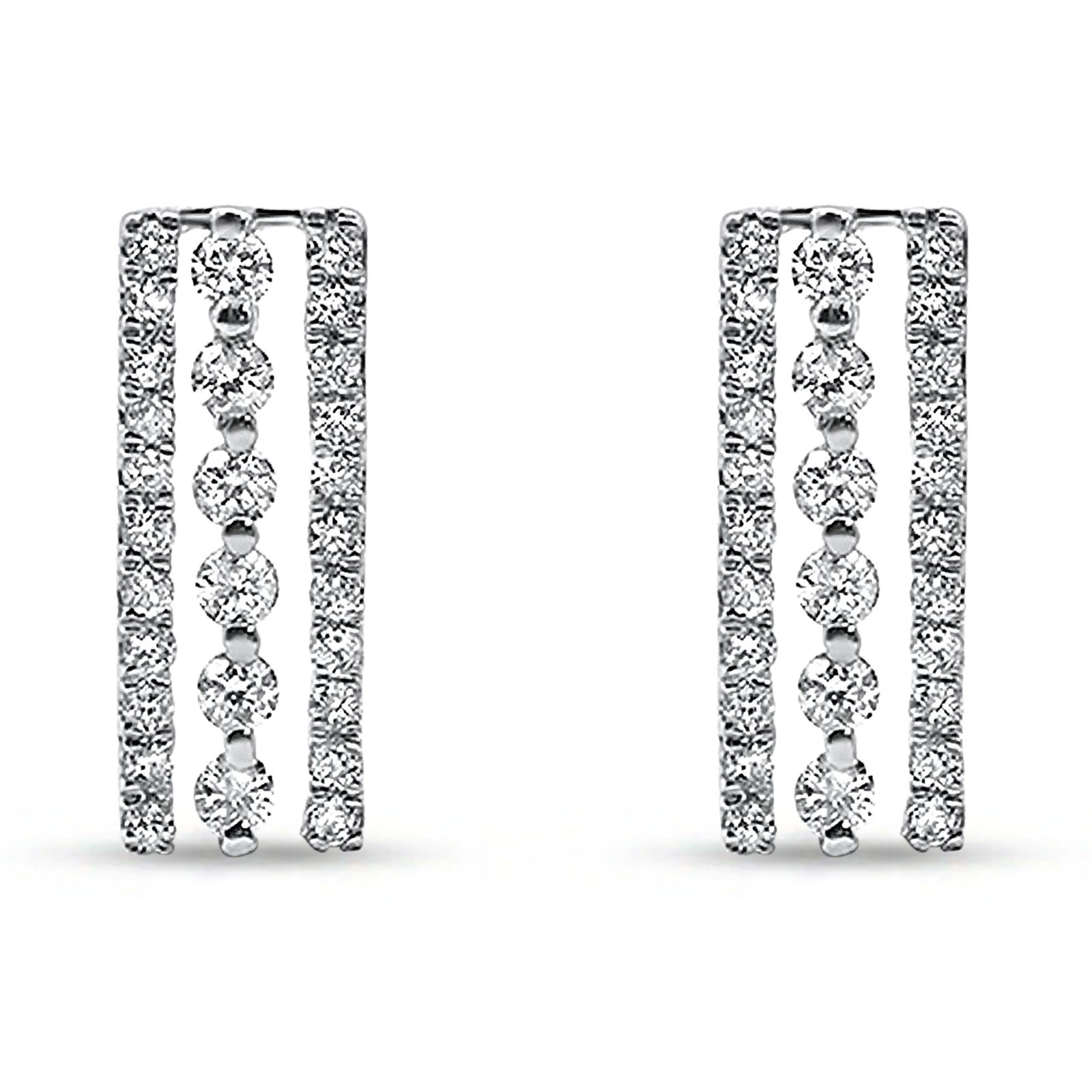 Solid 14K White Gold 0.2mm Drop Bar Round Diamond Stud Earrings Wholes –  Blue Apple Imports