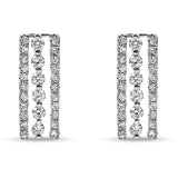 Solid 14K White Gold 0.2mm Drop Bar Round Diamond Stud Earrings Wholesale