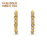 14K Yellow Gold .15ct Hoop Huggie Diamond Earrings