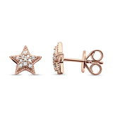 14kt Solid Rose Gold Star Stud Diamond Earrings Wholesale