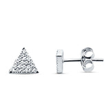 Solid 14K White Gold 5.5mm Triangle Round Diamond Stud Earrings Push Back Wholesale