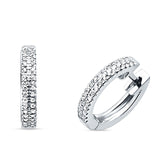 Diamond Huggie Hoop Earrings Trendy 14K White Gold 0.13ct Wholesale