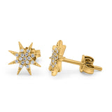 14K Yellow Gold .06ct Trendy Starburst Diamond Stud Earrings