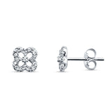 Diamond Stud Earrings Trendy Clover Shaped 14K White Gold 0.18ct Wholesale