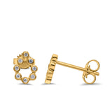14K Yellow Gold .10ct Bezel Set Round Diamond Teardrop Pear Shape Earrings