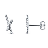 Diamond Stud Earring X Crisscross 14K White Gold 0.16ct Wholesale