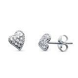 Asymmetrical Heart Diamond Stud Earring 14K White Gold 0.13ct Wholesale
