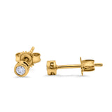 14K Yellow Gold 0.09ct Round Diamond Bezel Solitaire Stud Earrings