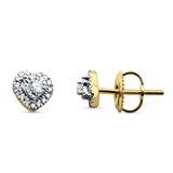Heart Shaped Diamond Stud Earring Cluster 14K Yellow Gold 0.12ct Wholesale