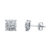 Diamond Cushion Cut Stud Earring 14K White Gold 0.25ct Wholesale