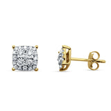 Diamond Cushion Cut Stud Earring 14K Yellow Gold 0.25ct Wholesale