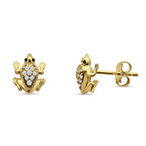 Diamond Frog Stud Earrings 14K Yellow Gold 0.08ct Wholesale