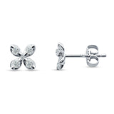 Minimalist Flower Diamond Stud Earrings 14K White Gold 0.25ct Wholesale