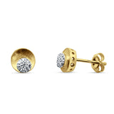 Diamond Stud Earrings Round Cluster 14K Yellow Gold 0.13ct Wholesale