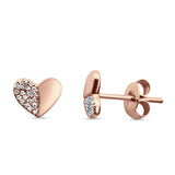 Diamond Heart Stud Earrings-rose gold 