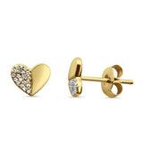 diamond heart stud earrings