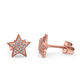 14K Rose Gold .09ct Trendy Micro Pave Star Diamond Stud Earrings