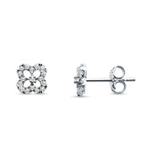 Diamond Clover Stud Earrings 14K White Gold 0.17ct Wholesale