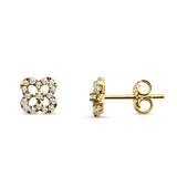 Diamond Clover Stud Earrings 14K Yellow Gold 0.17ct Wholesale