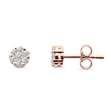 Diamond Flower Stud Earrings Round 14K Rose Gold 0.25ct Wholesale