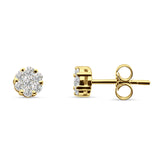 Diamond Flower Cluster Stud Earrings 14K Yellow Gold 0.38ct Wholesale