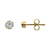 Solid 14K Yellow Gold 3.4mm Round Diamond Stud Earrings Push Back Lovely Earring Wholesale