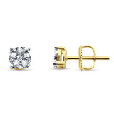 Solid 14K Yellow Gold 5mm Micro Pave Brilliant Round Diamond Screw Back Stud Earrings Wholesale