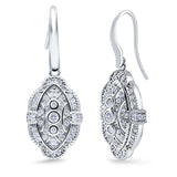 Drop Dangle Earrings Round Simulated Cubic Zirconia 925 Sterling Silver (18mm)