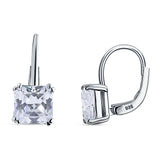 Cushion Leverback Earrings Cubic Zirconia 925 Sterling Silver Wholesale