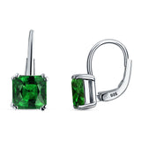 Cushion Leverback Earrings Simulated Green Emerald 925 Sterling Silver Wholesale