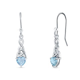 Celtic Trinity Heart Earrings Simulated Aquamarine 925 Sterling Silver Wholesale