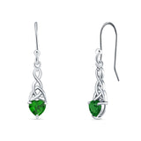 Celtic Trinity Heart Earrings Simulated Green Emerald 925 Sterling Silver Wholesale