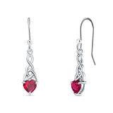 Celtic Trinity Heart Earrings Simulated Ruby 925 Sterling Silver Wholesale